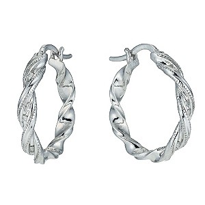 Sterling Silver Diamond Hoop Earrings