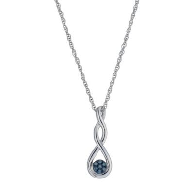 Sterling Silver Diamond & Treated Blue Diamond Pendant - Product number 9921117