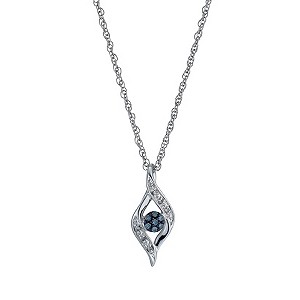 Brilliance Sterling Silver Treated Blue Diamond Pendant