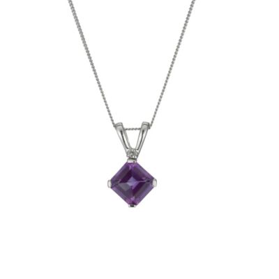 9ct White Gold Amethyst  Diamond Pendant Necklace - Product number ...