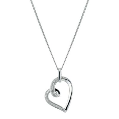 Sterling Silver Diamond Heart Pendant Necklace