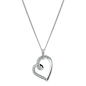 H Samuel Sterling Silver Diamond Heart Pendant Necklace