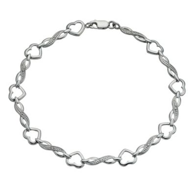 H Samuel Sterling Silver Diamond Heart Bracelet