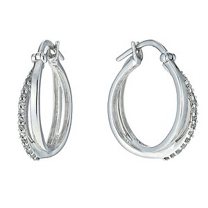 H Samuel Sterling Silver 15 Point Diamond Hoop Earrings
