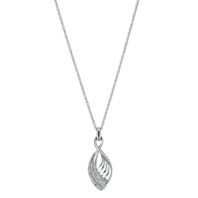 H Samuel Sterling Silver 10 Point Diamond Pendant Necklace