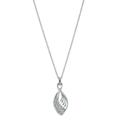 H Samuel Sterling Silver 10 Point Diamond Pendant Necklace