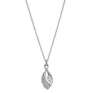 Sterling Silver 10 Point Diamond Pendant Necklace