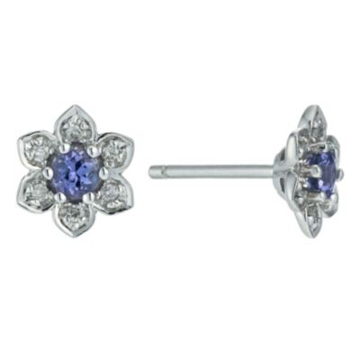 H Samuel Sterling Silver Diamond and Tanzanite Flower