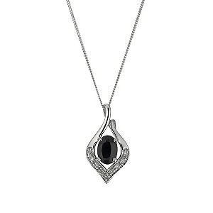 9ct White Gold Diamond & Sapphire Pendant Necklace