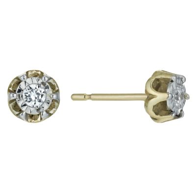 9ct Gold 1/10 Carat Diamond Stud Earrings