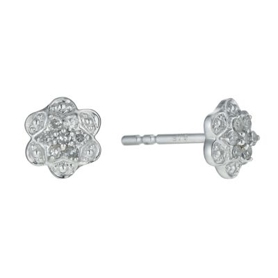 H Samuel 9ct White Gold 1/10 Carat Diamond Stud Earrings
