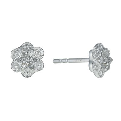 9ct White Gold 1/10 Carat Diamond Stud Earrings