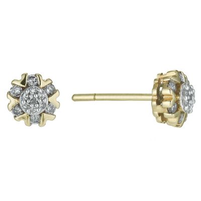 H Samuel 9ct Yellow Gold 14 Point Diamond Earrings