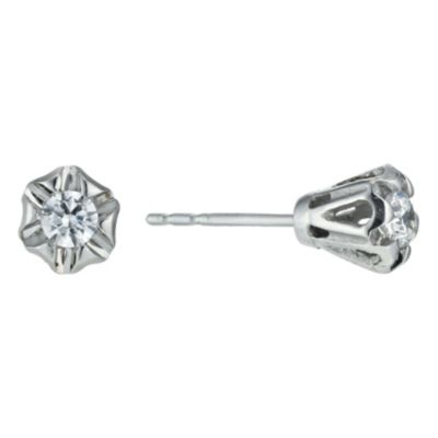 9ct White Gold One Fifth Carat Diamond Flower Earrings - Product number 9921613