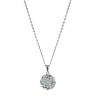9ct White Gold 14 Carat Diamond Cluster Pendant Necklace - Product ...