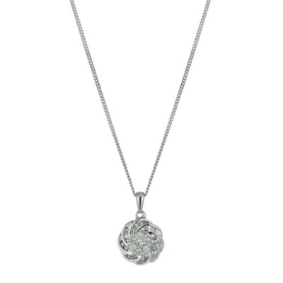 9ct White Gold 1/4 Carat Diamond Cluster Pendant Necklace
