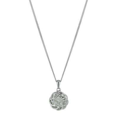 H Samuel 9ct White Gold 1/4 Carat Diamond Cluster Pendant