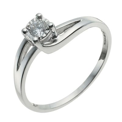 9ct White Gold 1/10 Carat Illusion Diamond Solitaire Ring - Product number 9922466