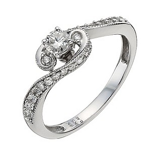 9ct White Gold 40pt Diamond Solitaire Ring