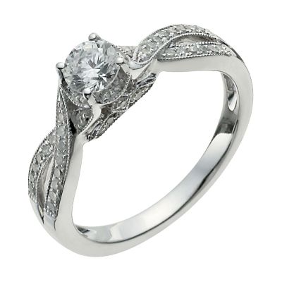 9ct White Gold Half Carat Diamond Solitaire Ring - Product number 9923780