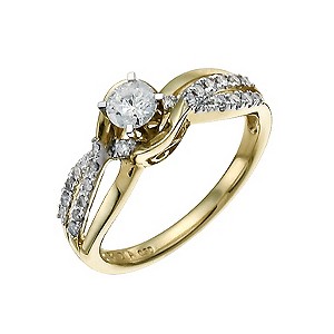 9ct Yellow & White Gold 1/2 Carat Diamond Solitaire Ring