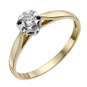 9ct Yellow Gold 10pt Diamond Flower Solitaire Ring9ct Yellow Gold 10pt Diamond Flower Solitaire Ring