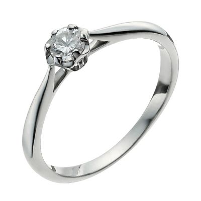 Palladium Quarter Carat Diamond Solitaire Flower Set Ring - Product number 9925376