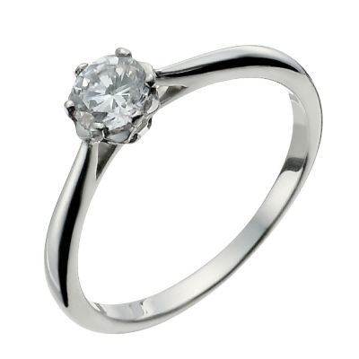Palladium One Third Carat Diamond Solitaire Flower Set Ring - Product number 9925899