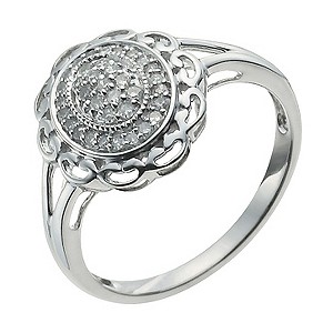 9ct White Gold One Sixth Carat Diamond Flower Cluster Ring