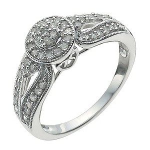 9ct White Gold One Third Carat Diamond Cluster Ring