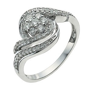 9ct White Gold Half Carat Diamond Cluster Ring