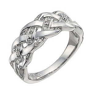 H Samuel Sterling Silver Diamond Twist Eternity Ring