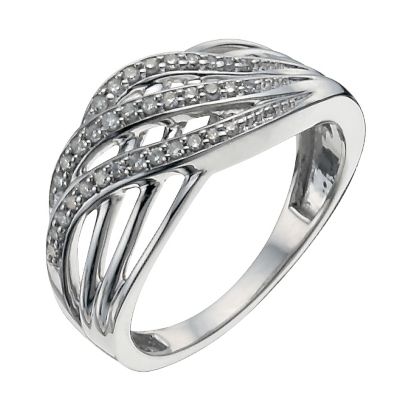 H Samuel Sterling Silver 15 Point Diamond Crossover