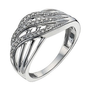 Sterling Silver 15 Point Diamond Crossover