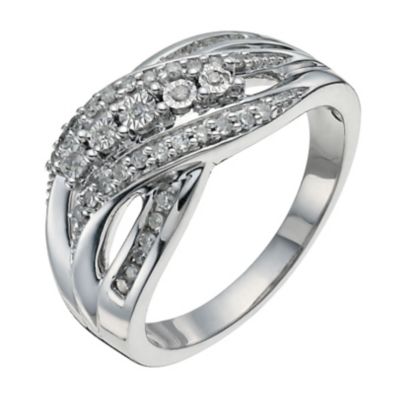 H Samuel Sterling Silver 20 Point Diamond Five Stone