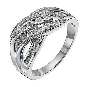 Sterling Silver 20 Point Diamond Five Stone