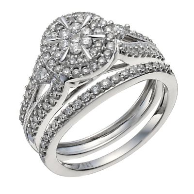 18ct White Gold 3/4 Carat Diamond Bridal Set