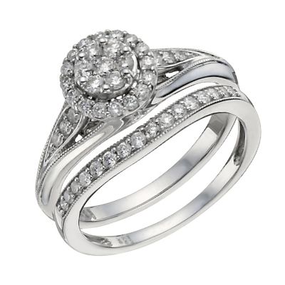 Perfect Fit 9ct White Gold 1/2 Carat Diamond Bridal Set