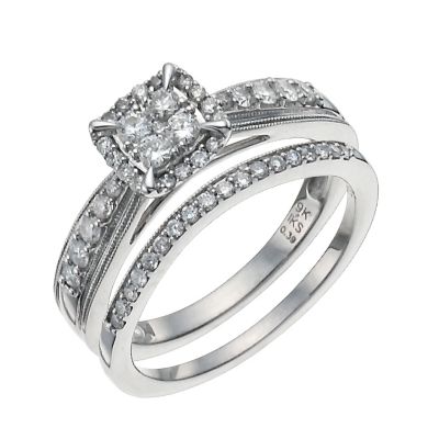 9ct White Gold 1/2 Carat Diamond Bridal Set - Product number 9929045
