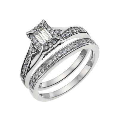9ct White Gold 1/2 Carat Diamond Bridal Set - Product number 9929185