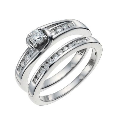 9ct White Gold 1/2 Carat Diamond Bridal Set - Product number 9929312