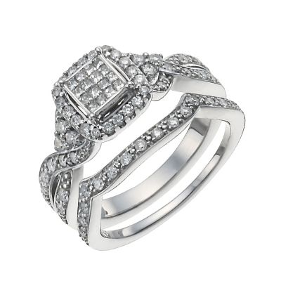 9ct White Gold 2/3 Carat Diamond Bridal Set - Product number 9929452