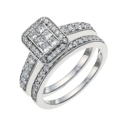 9ct White Gold 1 Carat Diamond Bridal Set9ct White Gold 1 Carat Diamond Bridal Set