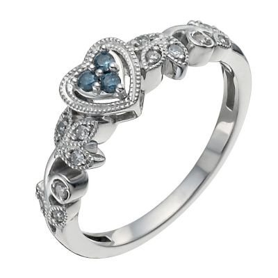 Cherished Argentium Silver White & Treated Blue Diamond Ring - Product number 9931295