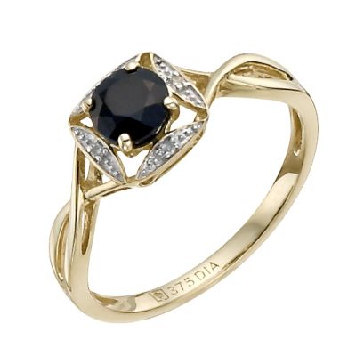 9ct Yellow Gold Diamond & Sapphire Ring - Product number 9932607