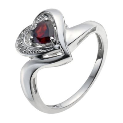 Candy Hearts Argentium Silver Diamond & Garnet Ring - Product number 9934197