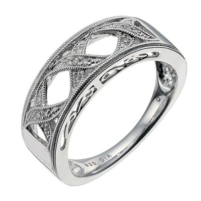 Argentium Silver Diamond Three Kiss Ring - Product number 9934456