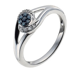 Brilliance Sterling Silver 10 Point White and Treated Blue