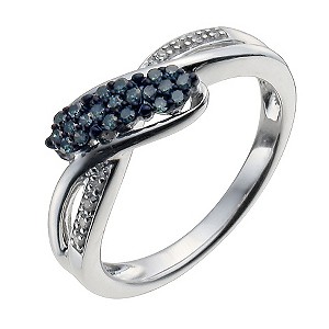 Brilliance Sterling Silver 15 Point White and Treated Blue