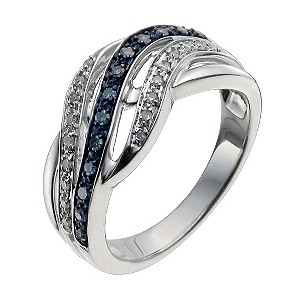 H Samuel Sterling Silver 1/5 Carat White and Treated Blue